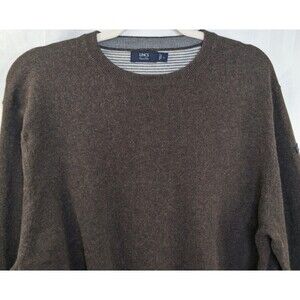 Lincs David Chu Men's Sweater Cotton Cashmere Elbow Patch Crew Neck Size L